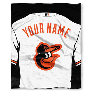 MLB Baltimore Orioles Jersey Personalized Silk Touch Throw Blanket 50x60 Inches