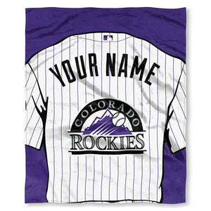 MLB Colorado Rockies Jersey Personalized Silk Touch Throw Blanket 50x60 Inches