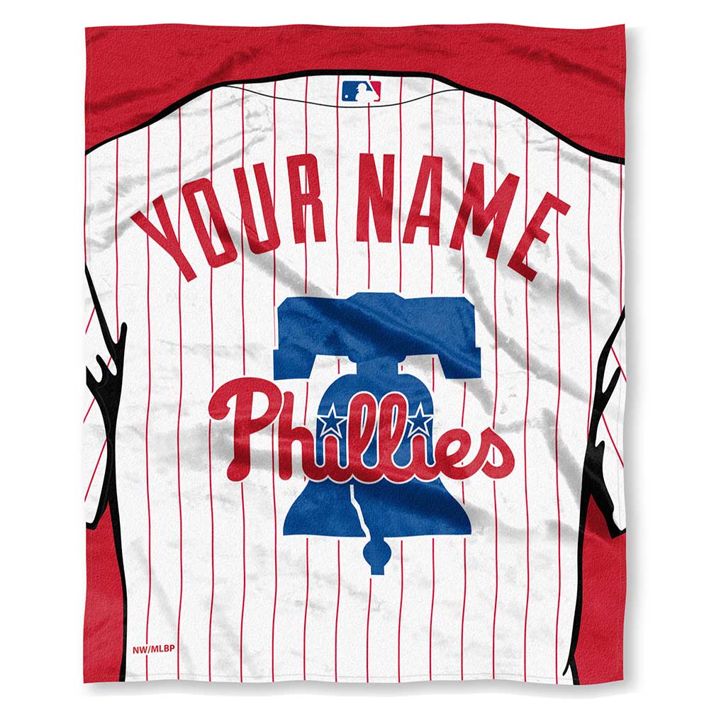 MLB Philadelphia Phillies Jersey Personalized Silk Touch Throw Blanket 50x60 Inches