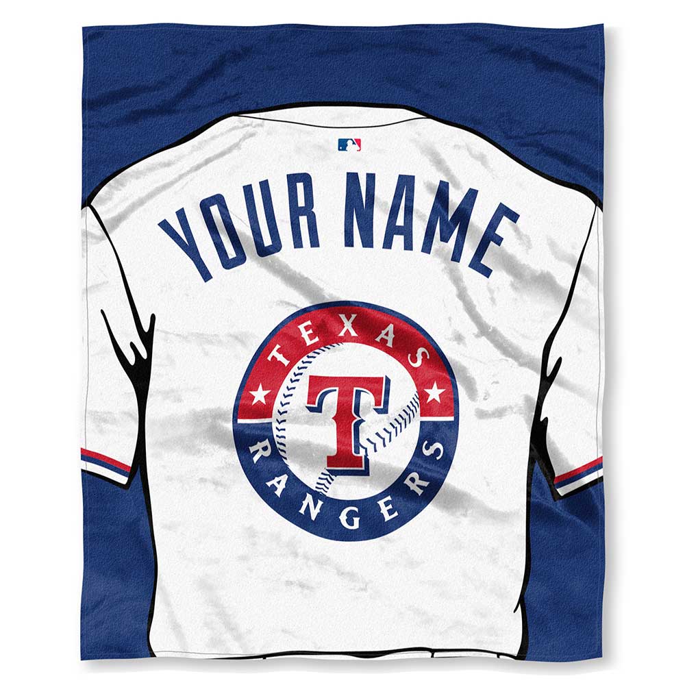 MLB Texas Rangers Jersey Personalized Silk Touch Throw Blanket 50x60 Inches