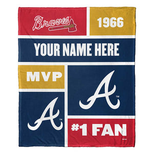 MLB Atlanta Braves Colorblock Personalized Silk Touch Throw Blanket 50 x 60 Inches