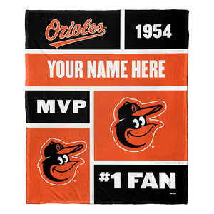 MLB Baltimore Orioles Colorblock Personalized Silk Touch Throw Blanket 50 x 60 Inches