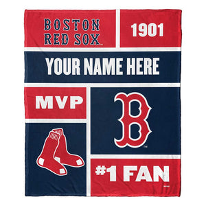 MLB Boston Red Sox Colorblock Personalized Silk Touch Throw Blanket 50 x 60 Inches