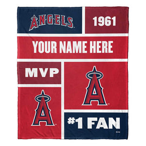 MLB Los Angeles Angels Colorblock Personalized Silk Touch Throw Blanket 50 x 60 Inches