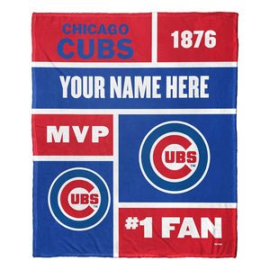 MLB Chicago Cubs Colorblock Personalized Silk Touch Throw Blanket 50 x 60 Inches