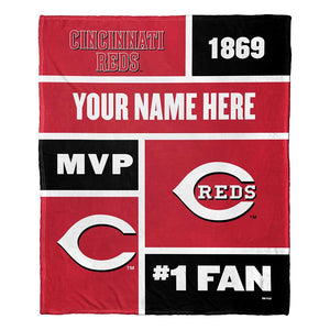 MLB Cincinnati Reds Colorblock Personalized Silk Touch Throw Blanket 50 x 60 Inches