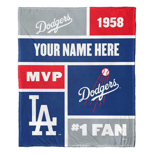 MLB Los Angeles Dodgers Colorblock Personalized Silk Touch Throw Blanket 50 x 60 Inches