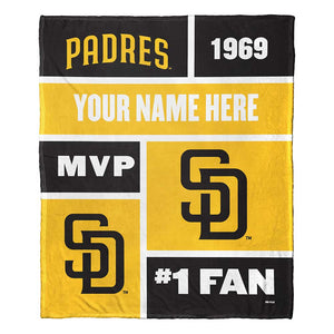 MLB San Diego Padres Colorblock Personalized Silk Touch Throw Blanket 50 x 60 Inches