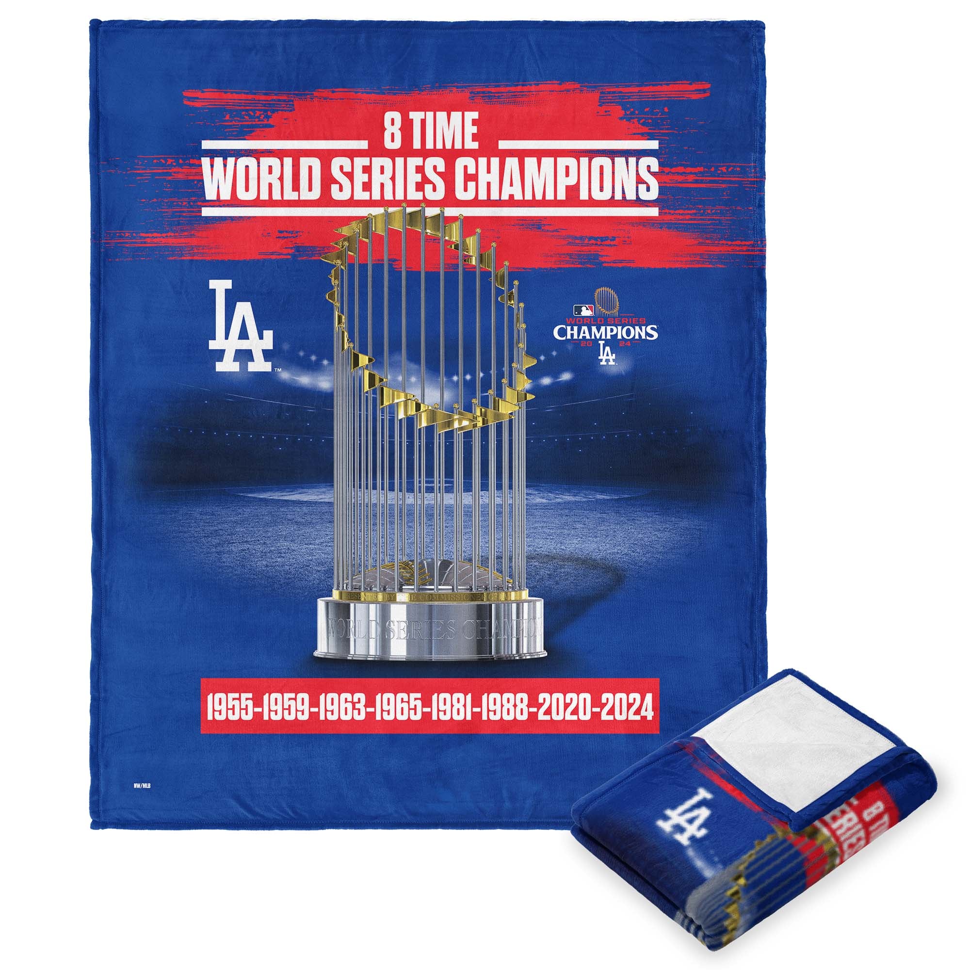 Los Angeles Dodgers 2024 MLB World Series Multi Champs Keepsake Silk Touch Throw Blanket 50X60 Inches