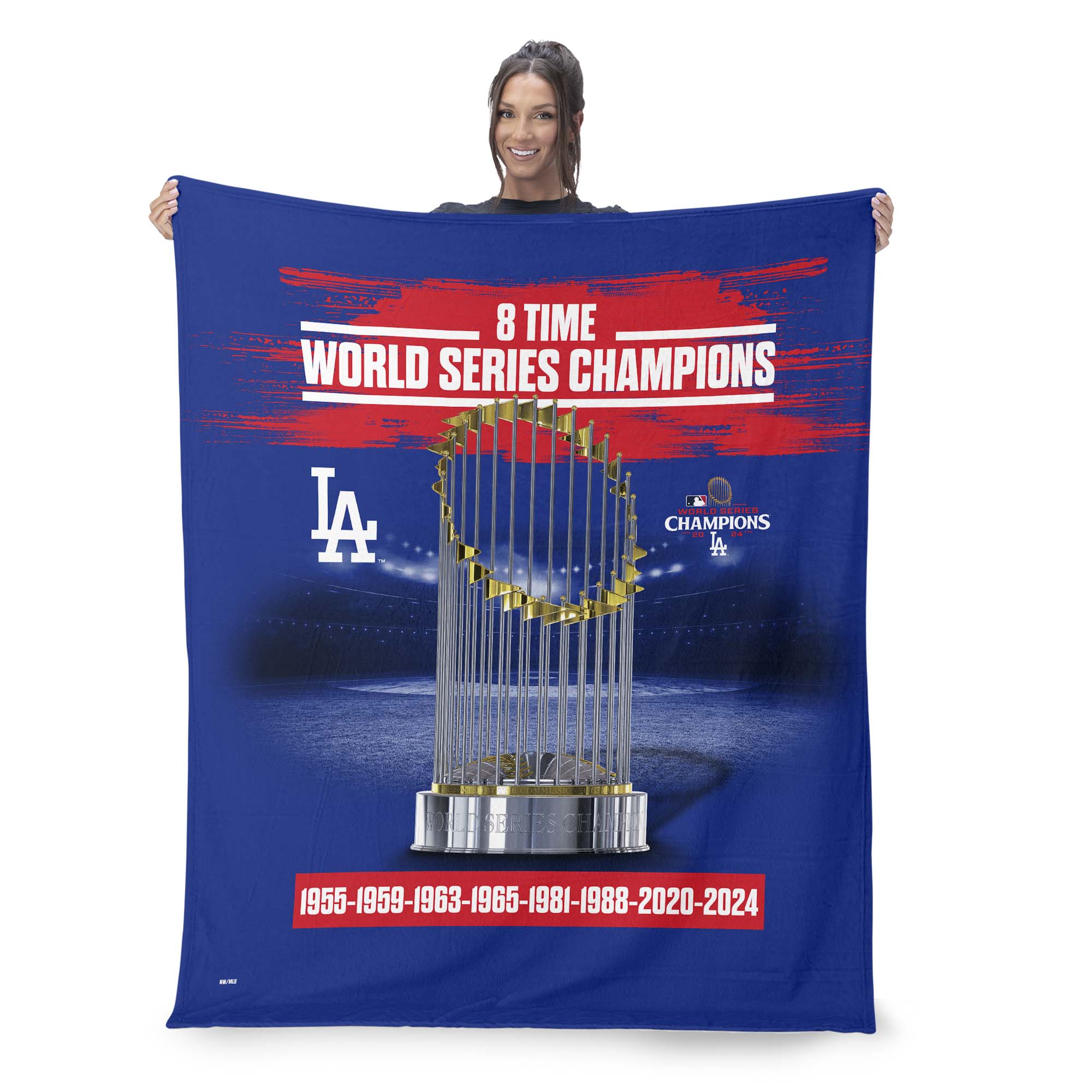 Los Angeles Dodgers 2024 MLB World Series Multi Champs Keepsake Silk Touch Throw Blanket 50X60 Inches