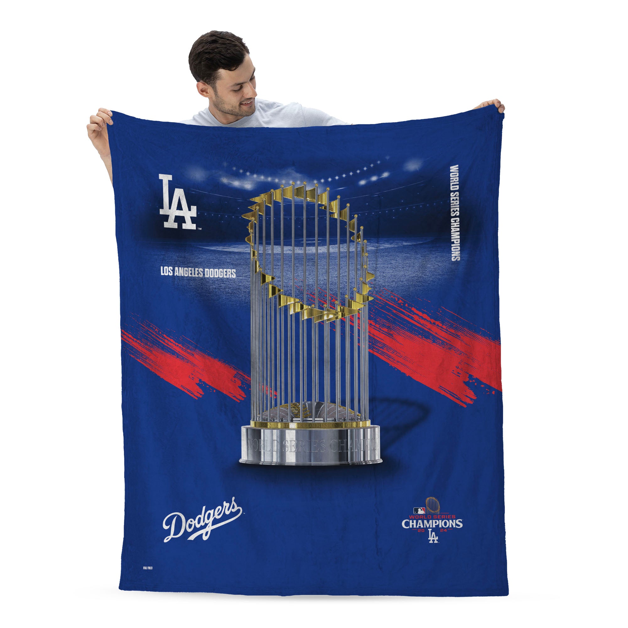 Los Angeles Dodgers 2024 MLB World Series Champs Champs Silk Touch Throw Blanket 50X60 Inches