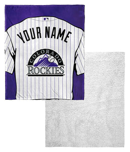 MLB Colorado Rockies Jersey Personalized Silk Touch Sherpa Throw Blanket 50 x 60 Inches