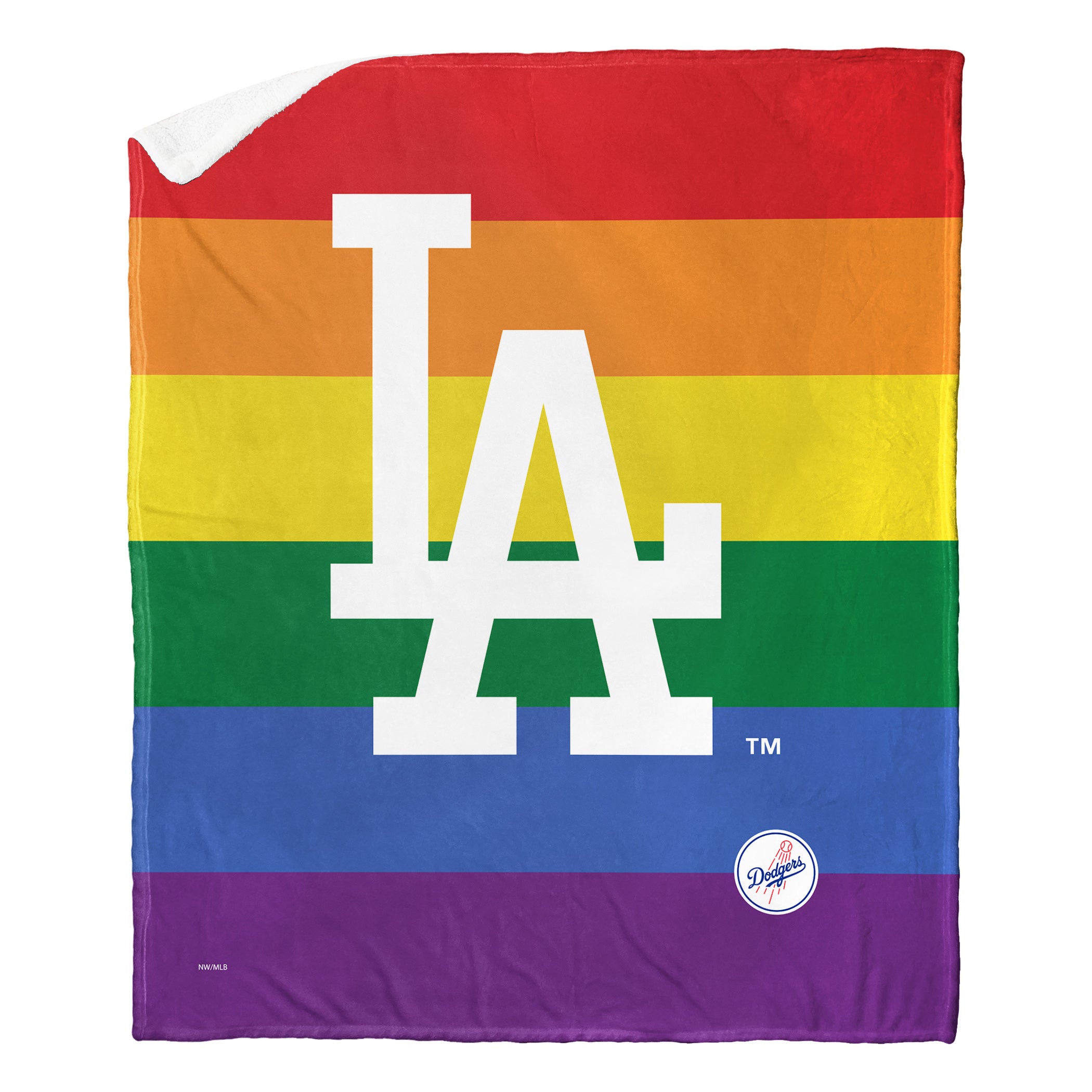 MLB Los Angeles Dodgers Pride Series Silk Touch Sherpa Throw Blanket 50x60 Inches