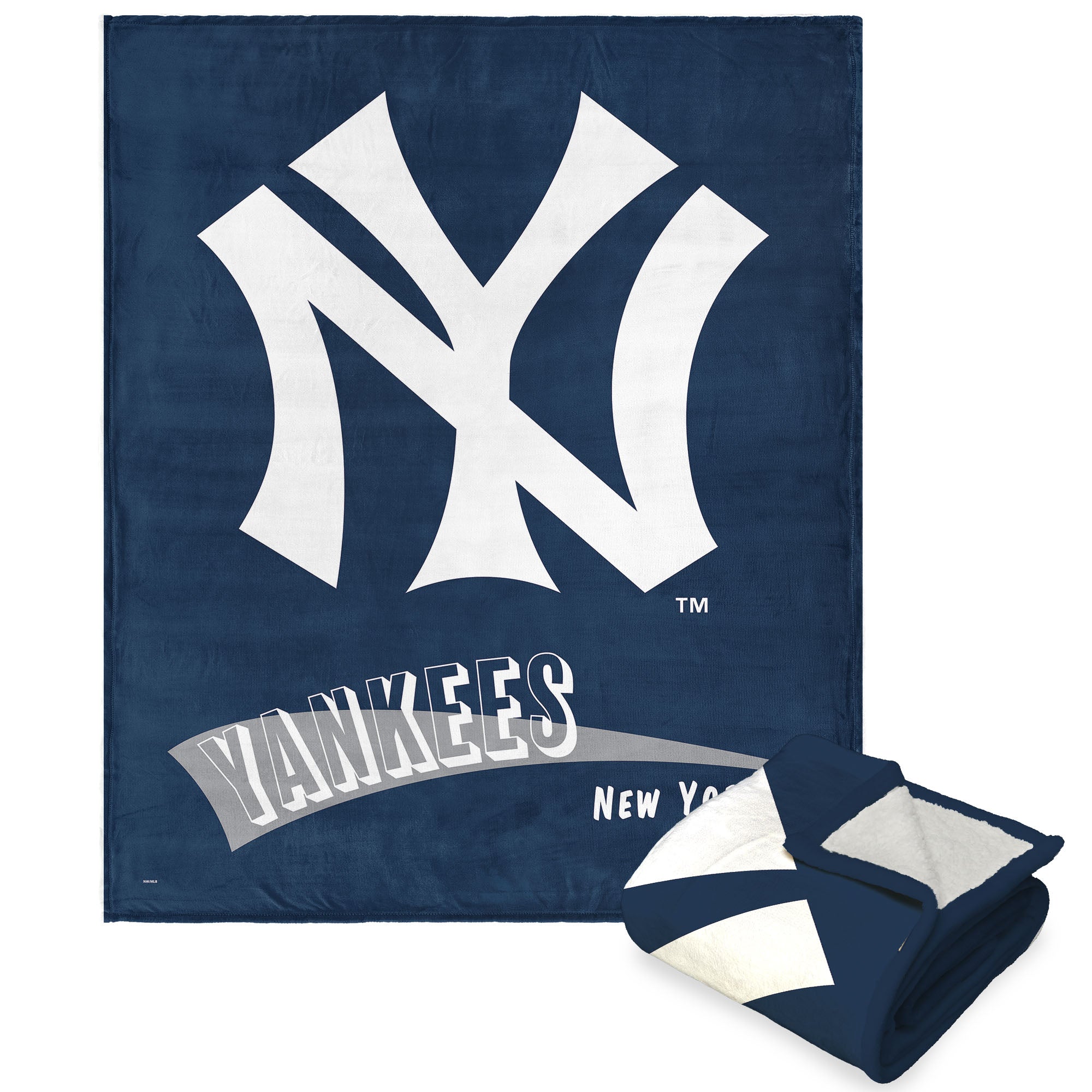MLB New York Yankees Cooperstown Collection Throwback Silk Touch Sherpa Throw Blanket 50 x 60 Inches