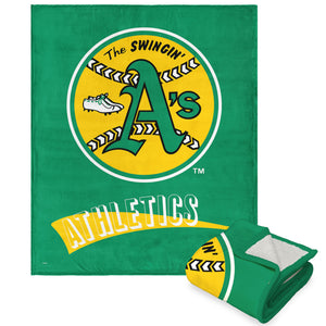 MLB Oakland Athletics Cooperstown Collection Throwback Silk Touch Sherpa Throw Blanket 50 x 60 Inches