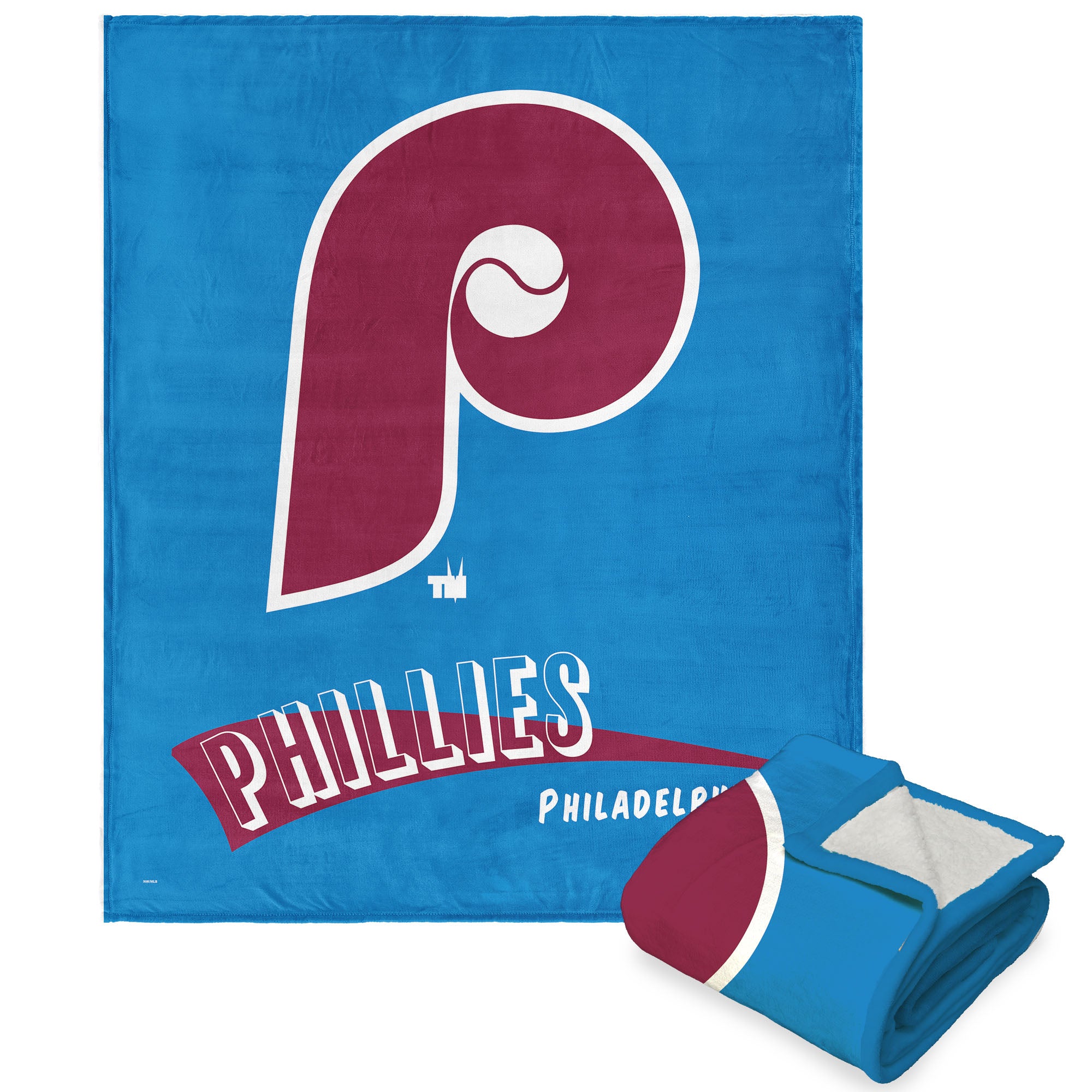 MLB Philadelphia Phillies Cooperstown Collection Throwback Silk Touch Sherpa Throw Blanket 50 x 60 Inches