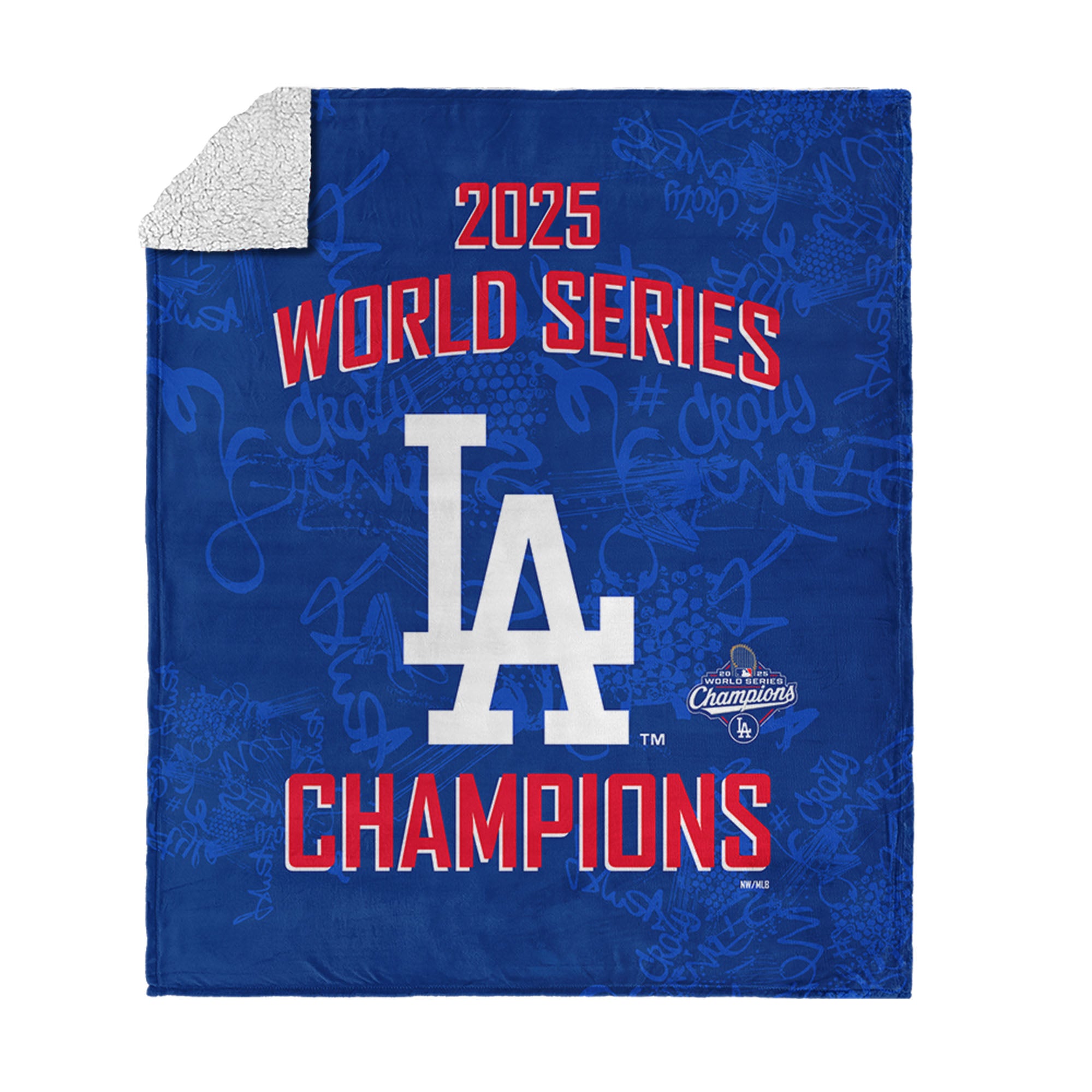 2025 World Series Championship Los Angeles Dodgers Five Tool Silk Touch Sherpa Throw Blanket 50x60 inches