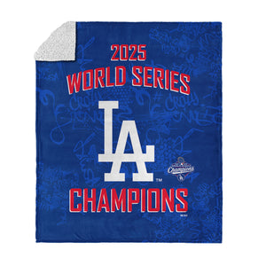 2025 World Series Championship Los Angeles Dodgers Five Tool Silk Touch Sherpa Throw Blanket 50x60 inches
