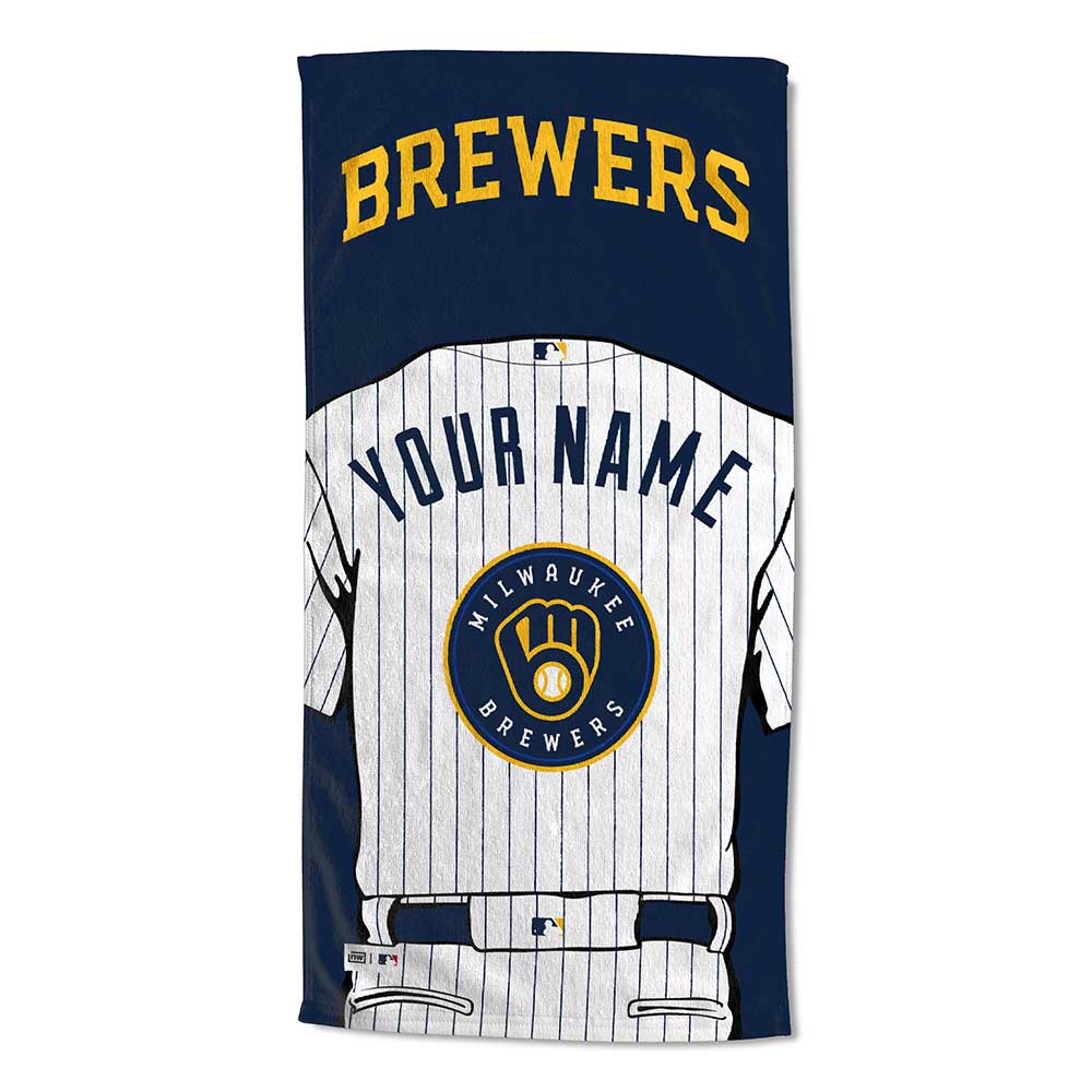 MLB Milwaukee Brewers Jersey Personalized Beach Towel 30x60 Inches