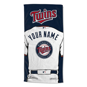 MLB Minnesota Twins Jersey Personalized Beach Towel 30x60 Inches