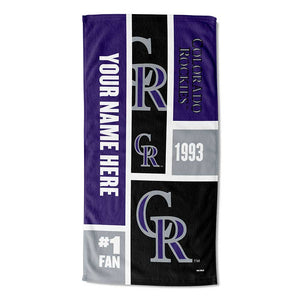 MLB Colorado Rockies Colorblock Personalized Beach Towel 30x60 Inches