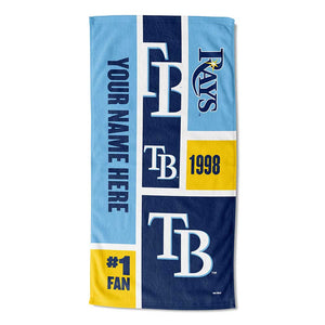 MLB Tampa Bay Rays Colorblock Personalized Beach Towel 30x60 Inches