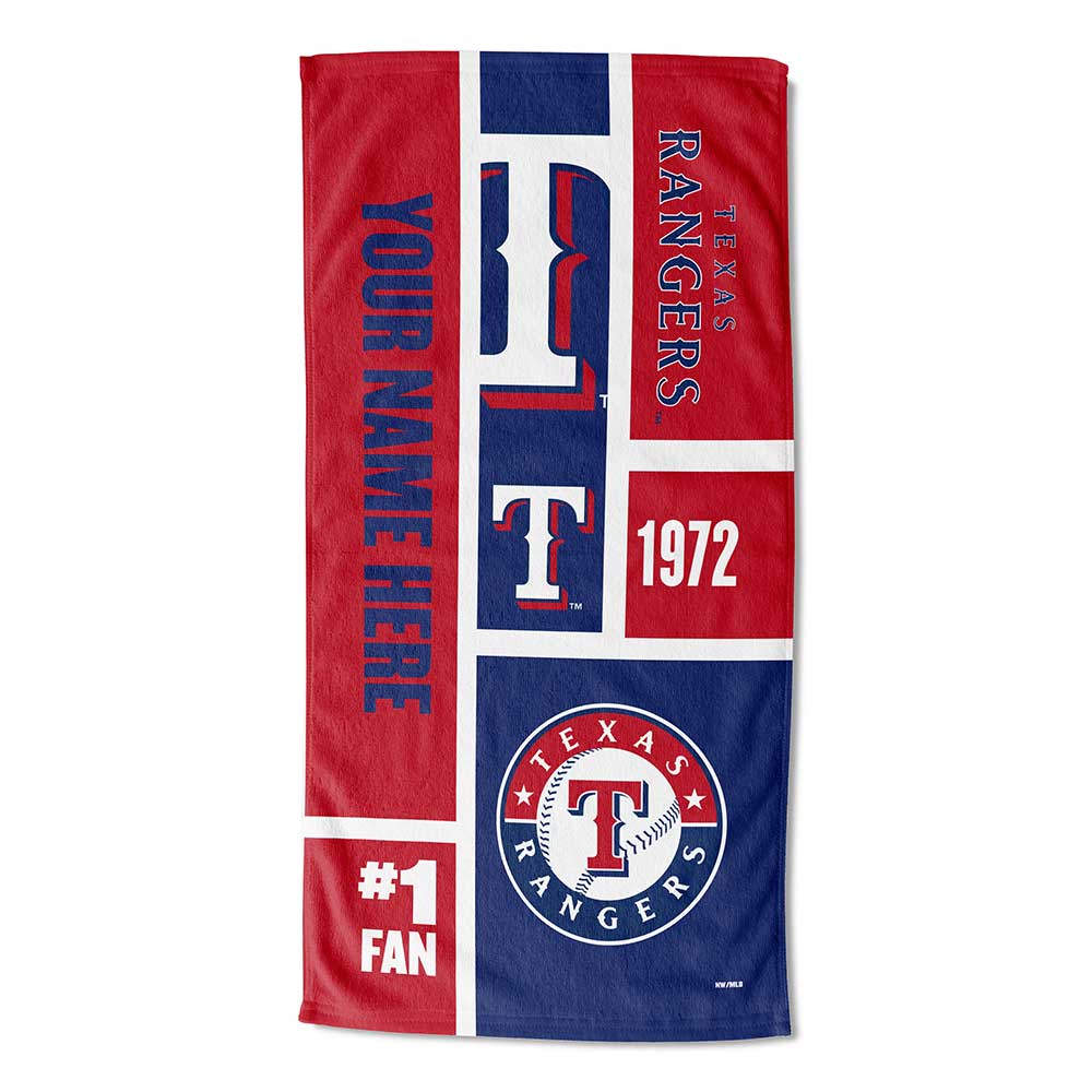 MLB Texas Rangers Colorblock Personalized Beach Towel 30x60 Inches