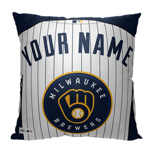 MLB Milwaukee Brewers Jersey Personalized Pillow 18x18 Inches