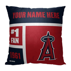 MLB Los Angeles Angels Colorblock Personalized Throw Pillow 18x18 Inches