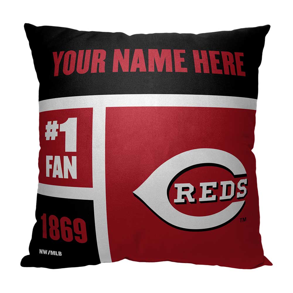 MLB Cincinnati Reds Colorblock Personalized Throw Pillow 18x18 Inches