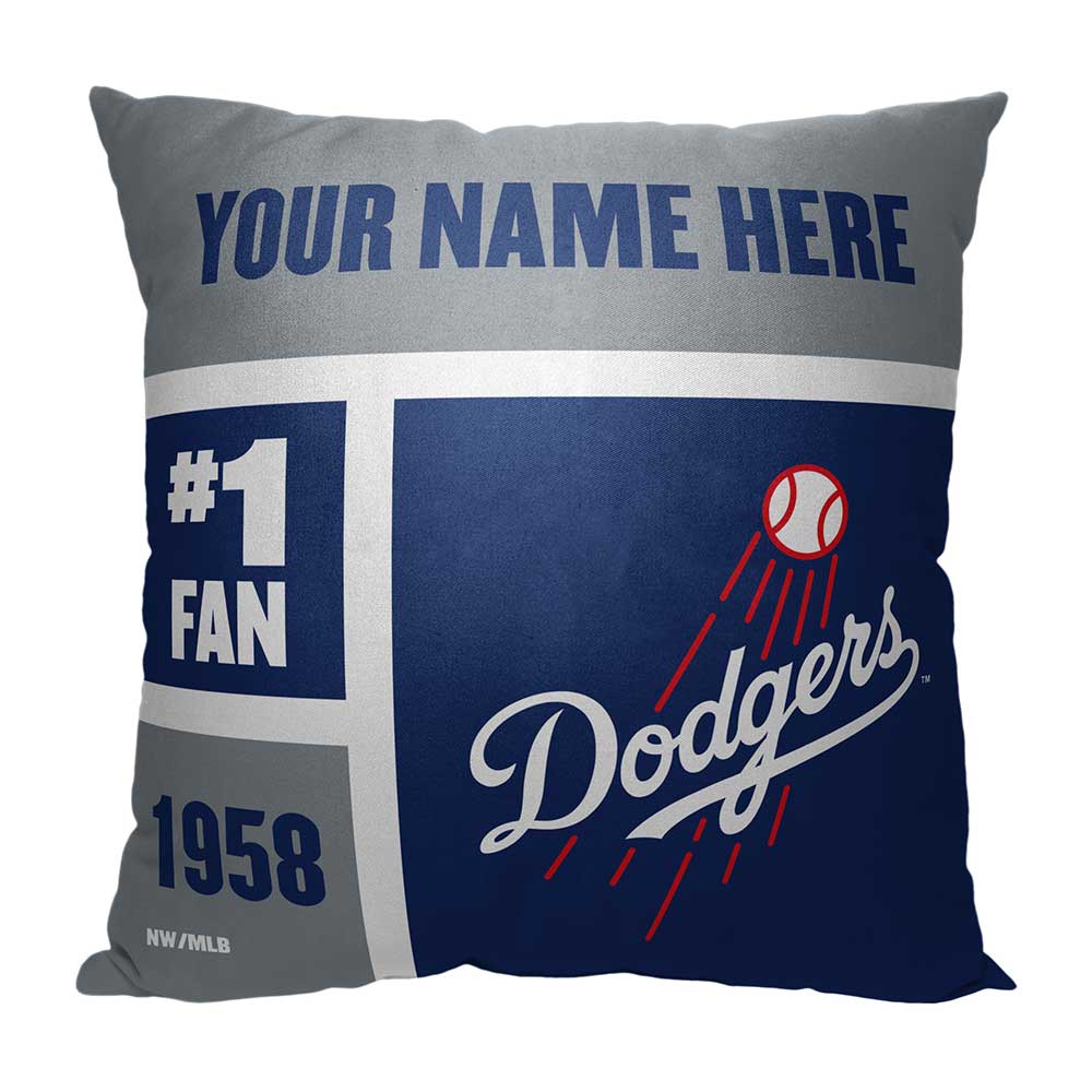 MLB Los Angeles Dodgers Colorblock Personalized Throw Pillow 18x18 Inches