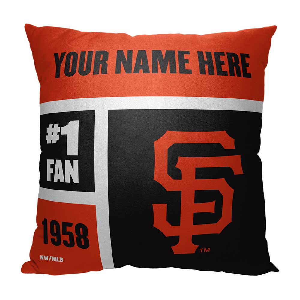 MLB San Francisco Giants Colorblock Personalized Throw Pillow 18x18 Inches