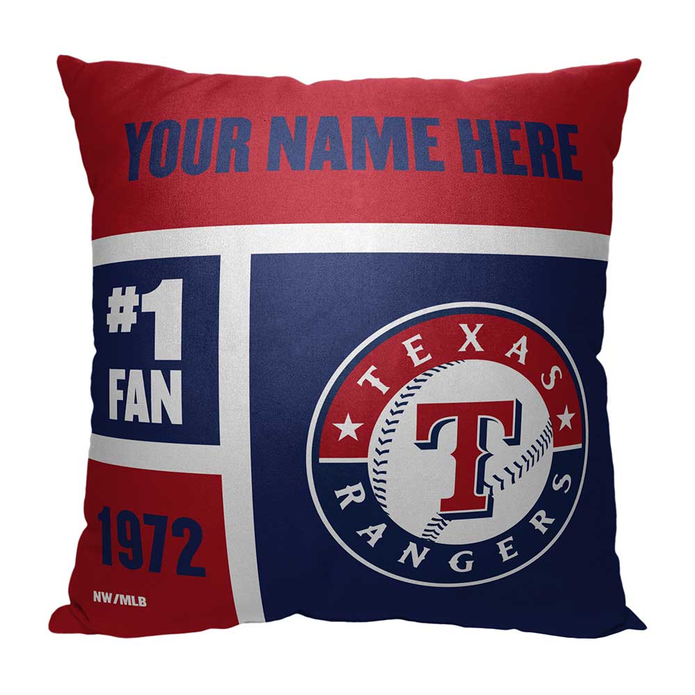 MLB Texas Rangers Colorblock Personalized Throw Pillow 18x18 Inches