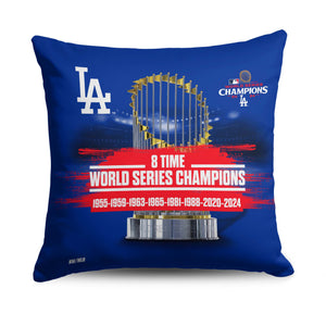 Los Angeles Dodgers 2024 MLB World Series Multi Champs Keepsake Throw Pillow 18X18 Inches