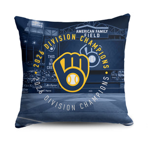 2026 MLB World Series Division Champs Milwaukee Brewers For the Win Throw Pillow 18x18 inches