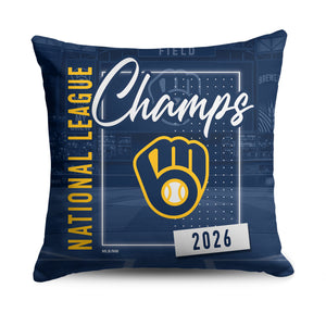 2026 MLB World Series League Champs Milwaukee Brewers Pitch Playback Throw Pillow 18x18 inches