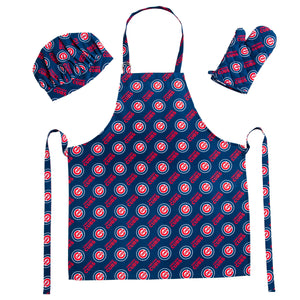 MLB Chicago Cubs 3 Piece Set - Apron Oven Mitt and Hat 28 x 31 7 x 12 12 x 10 Inches