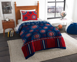 MLB Chicago Cubs Rotary Twin Bed In A Bag Set 64 x 86 Inches