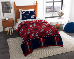 MLB Washington Nationals Rotary Twin Bed In A Bag Set 64 x 86 Inches