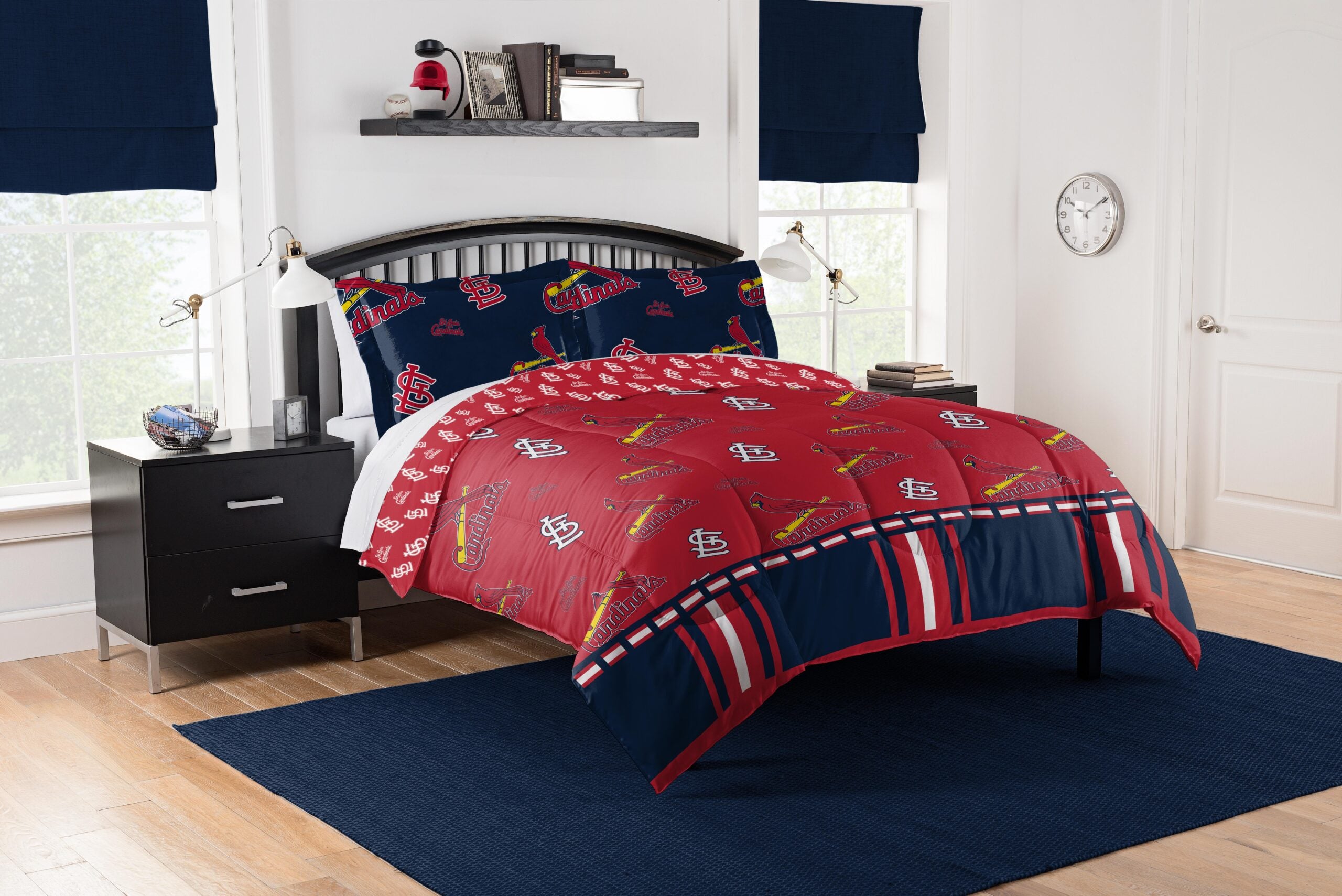 MLB St. Louis Cardinals Rotary Queen Bed In A Bag Set 86 x 86 Inches