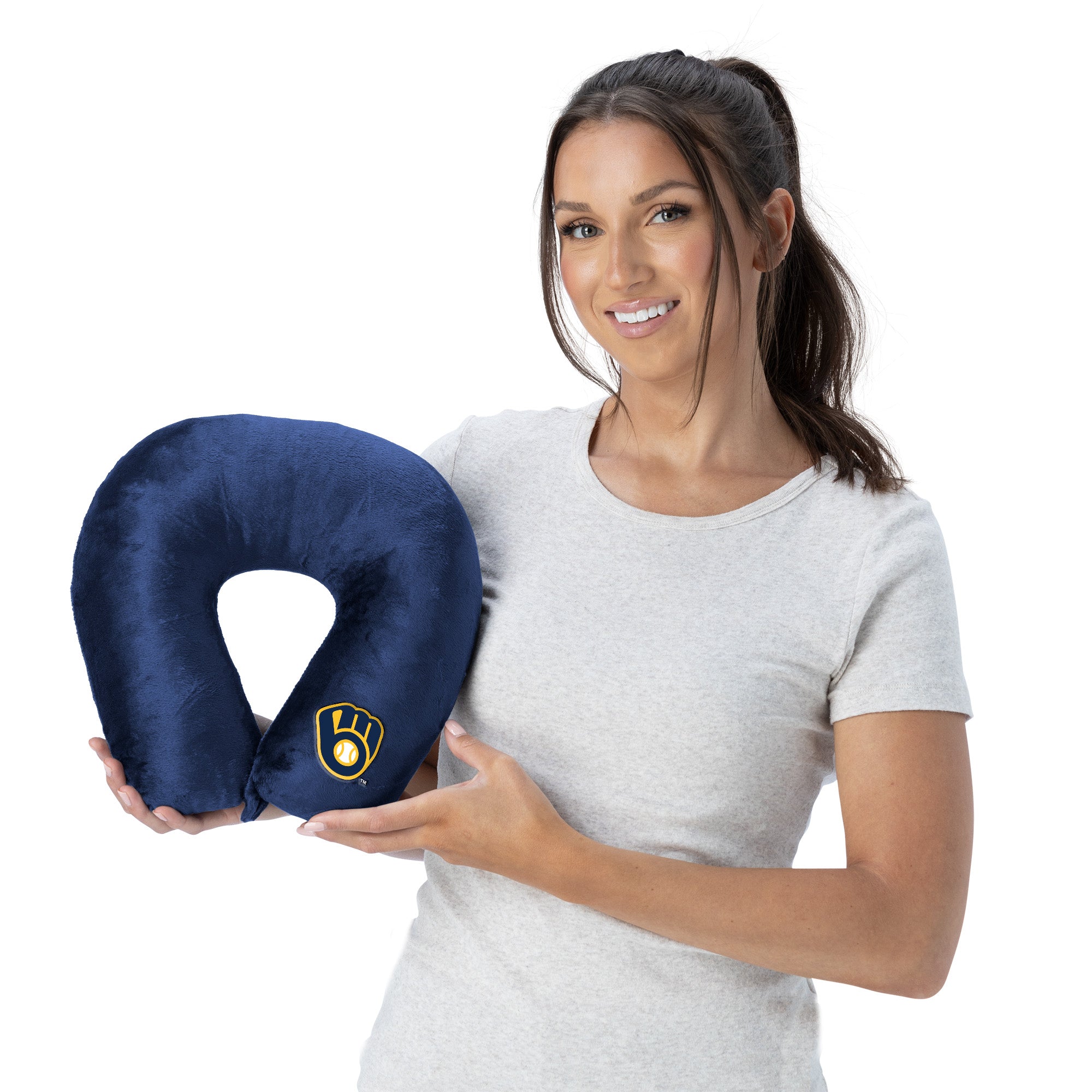 Milwaukee Brewers MLB Navy Neck Pillow