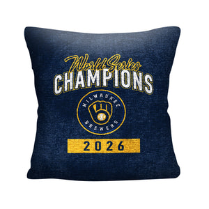 2026 MLB World Series Milwaukee Brewers 26 Champs Double Sided Tapestry Pillow 18x18 inches