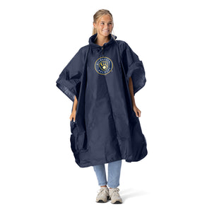 MLB Milwaukee Brewers Navy Deluxe Pullover Poncho with Mesh Bag