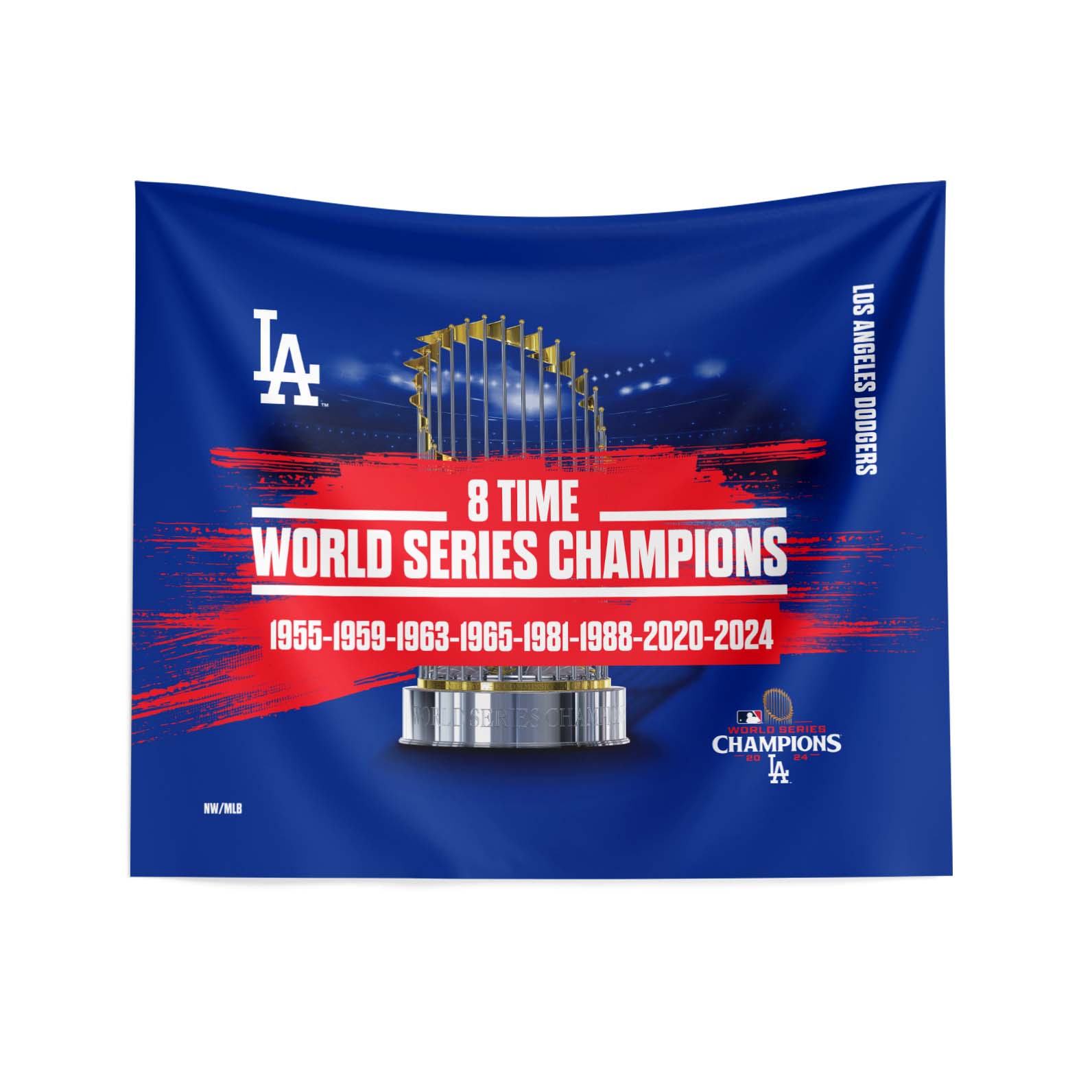 Los Angeles Dodgers 2024 MLB World Series Multi Champs Keepsake Wall Hanging 34X40 Inches