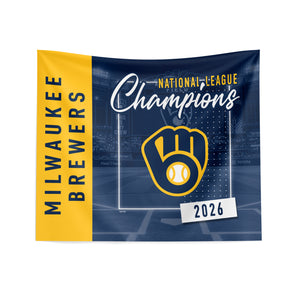 2026 MLB World Series League Champs Milwaukee Brewers Pitch Playback Wall Hanging 34x40 inches