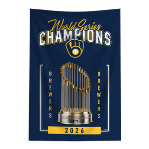 2026 MLB World Series Milwaukee Brewers 26 Champs Wall Hanging 24x36 inches