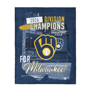 2026 MLB World Series Division Champs Milwaukee Brewers For the Win Silk Touch Throw Blanket 46x60 inches
