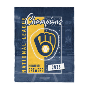 2026 MLB World Series League Champs Milwaukee Brewers Pitch Playback Silk Touch Throw Blanket 46x60 inches