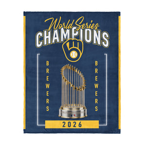 2026 MLB World Series Milwaukee Brewers 26 Champs Silk Touch Throw Blanket 46x60 inches