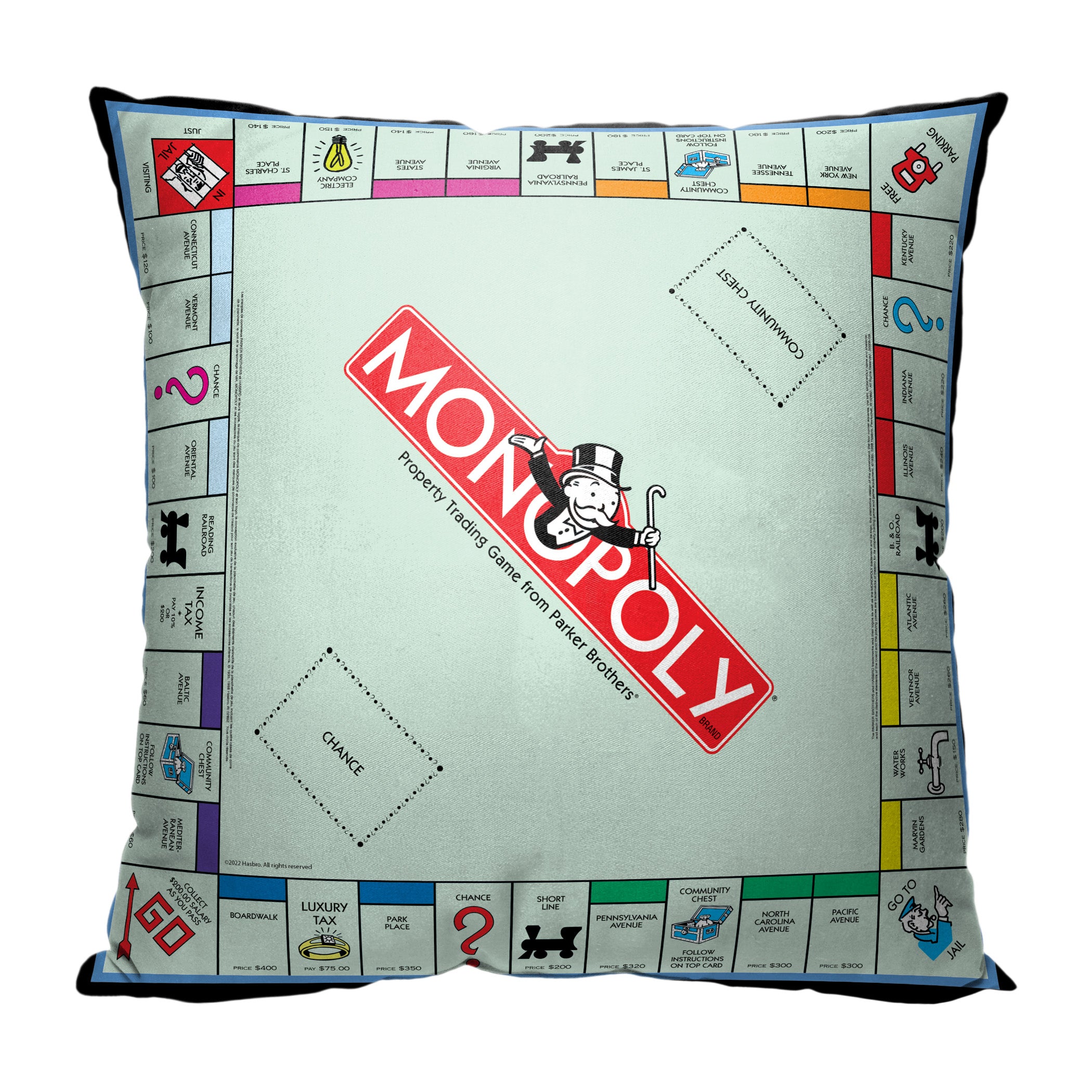 Hasbro Monopoly Monopoly Board Throw Pillow 18x18 Inches